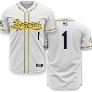 Savannah Bananas EvoShield #1 Baseball Jersey (White) 2X-LARGE (XXL) NEW